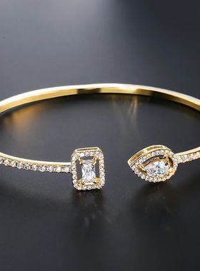 Luxury Geometry Gold Color Cuff Bangles For Women Fashion Cu