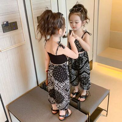 3-6Years Summer Suit Thin Girls Suit Suspender Mosquito-proo