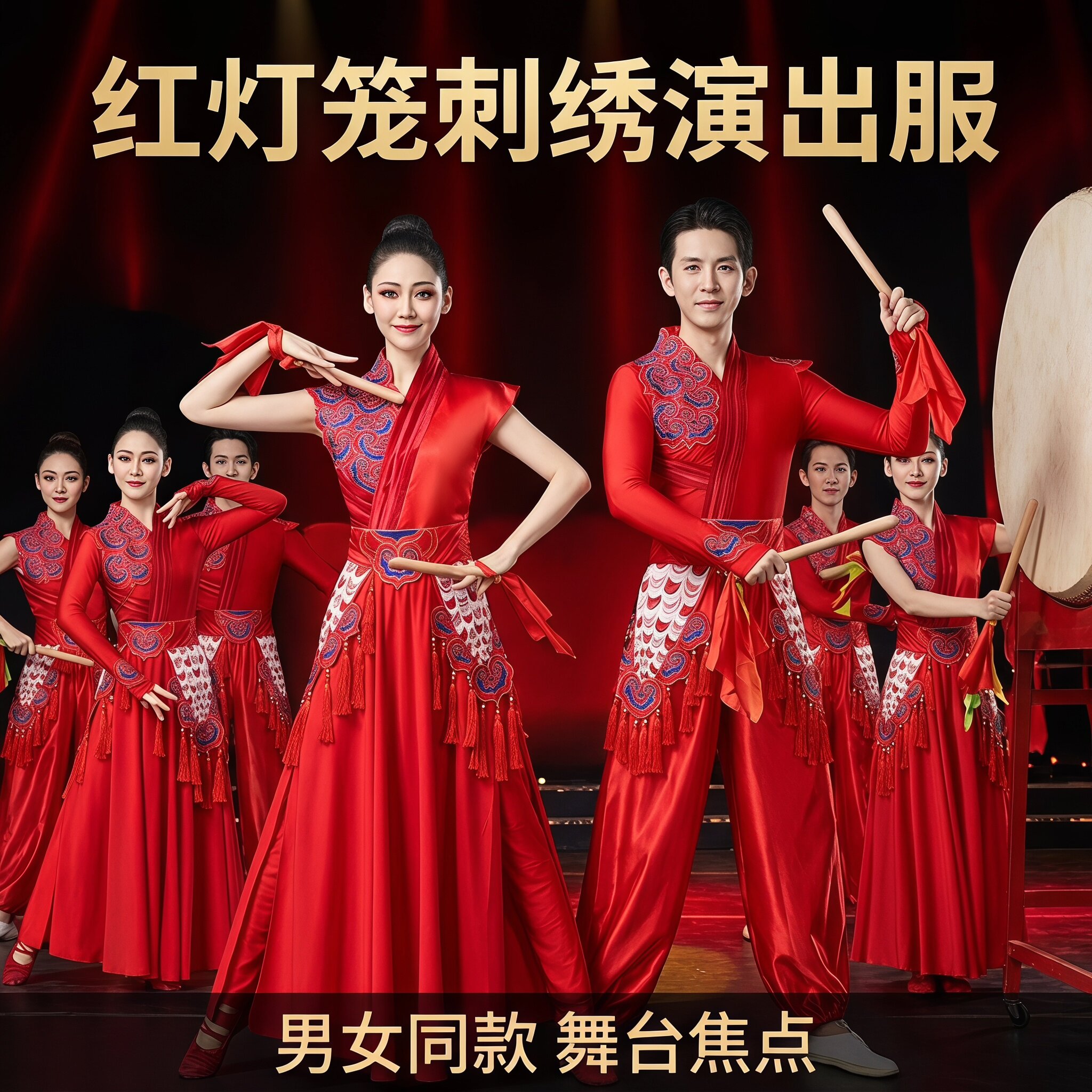 打鼓演出服装腰鼓手鼓成人女男中国风鼓古典舞锣鼓大鼓开场舞鼓舞