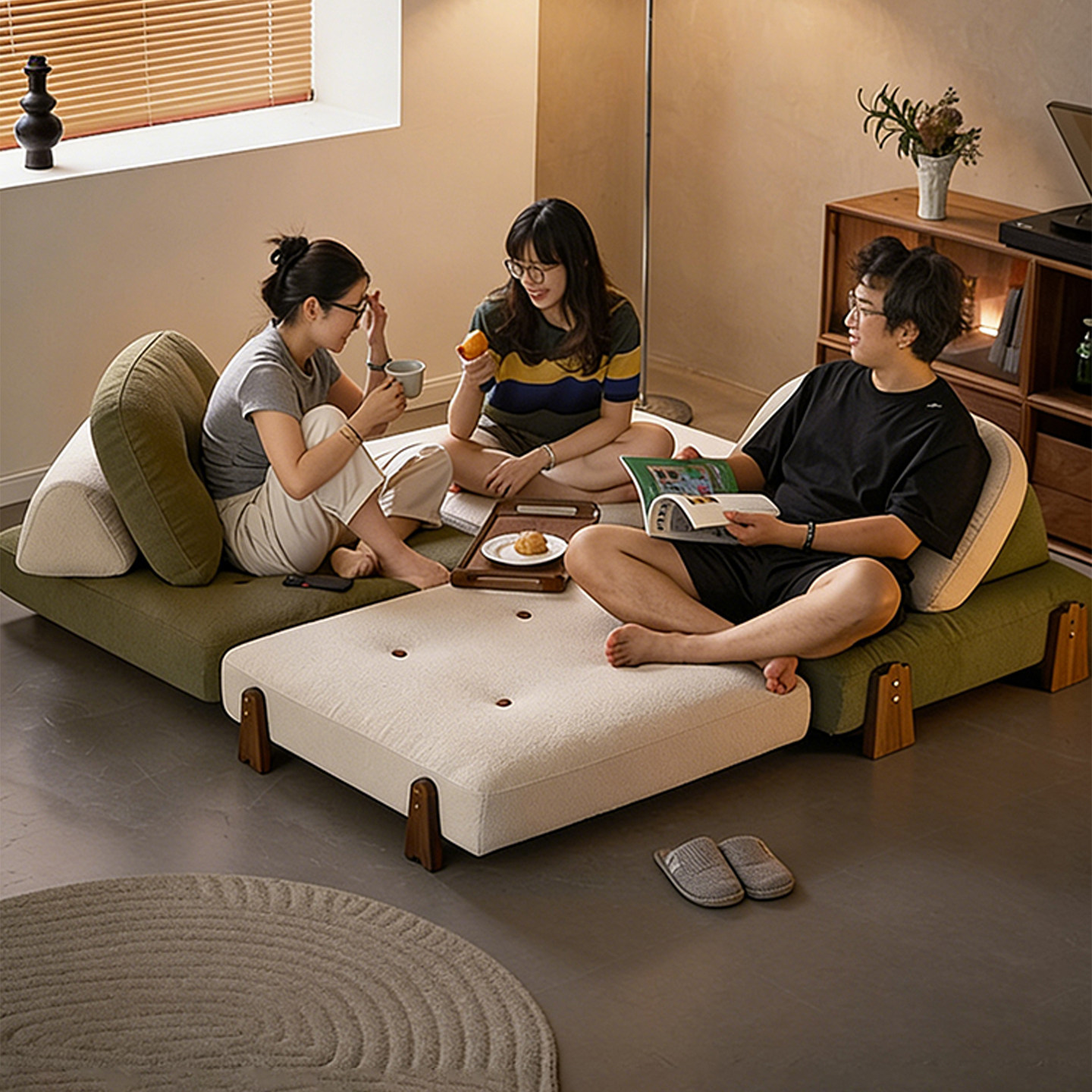 沙发床折叠两用2025新款单人豆腐块模块沙发可拆洗复古懒人沙发床