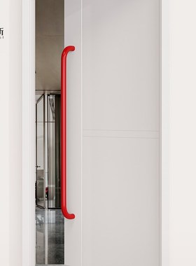 极简约有无框玻璃门大拉手加厚不锈钢商铺办公室实木门长把手红色