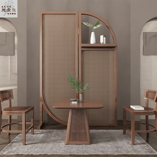 屏风隔断客厅卧室现代简约创意组合屏玄关实木新中式 藤编日式 座屏