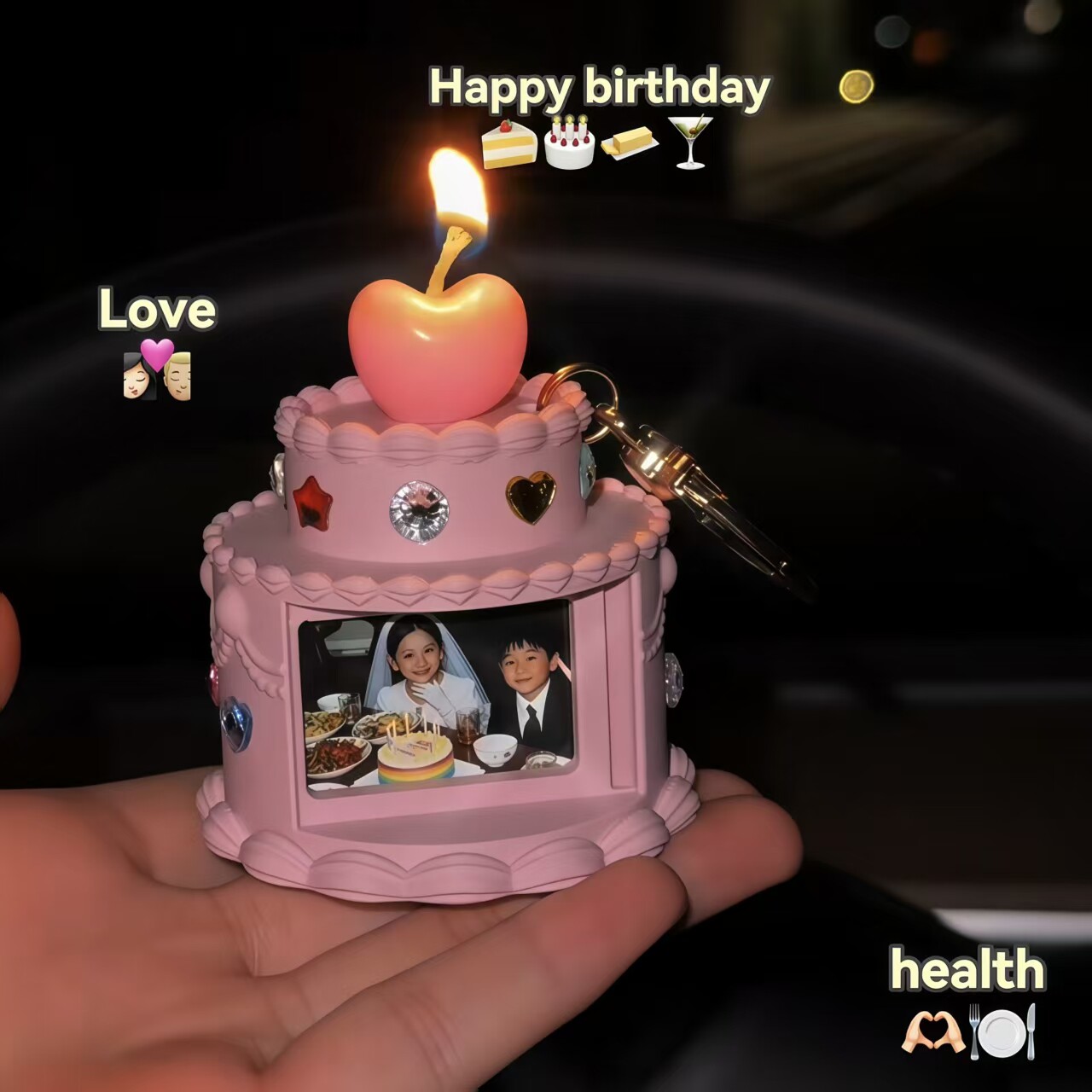 宝石蛋糕迷你相框挂件可放照片3D打印摆件钥匙扣生日拍照道具礼物