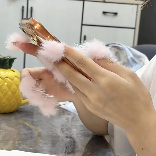 粉色毛绒猫爪龙爪穿戴甲超长兽甲