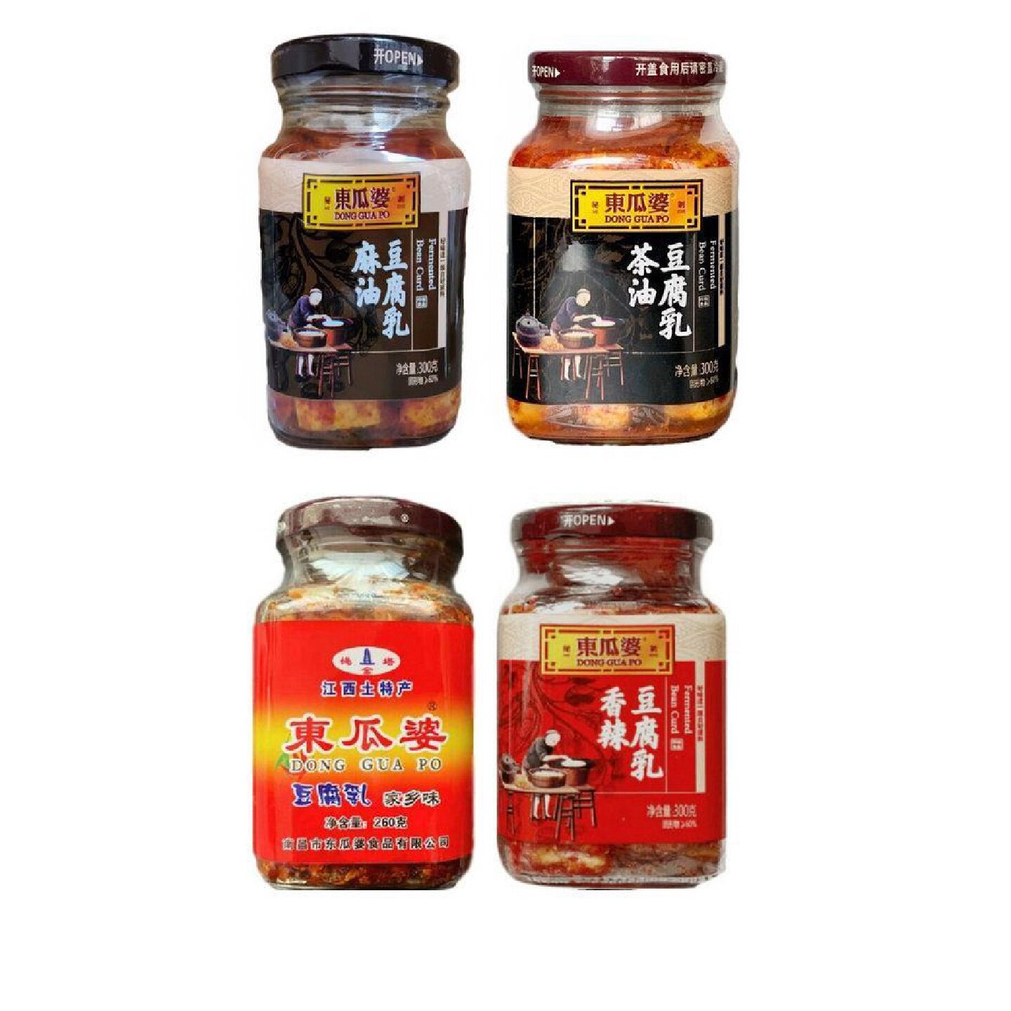 东瓜婆豆腐乳江西南昌特产家乡味香辣味麻油味茶油味4瓶装