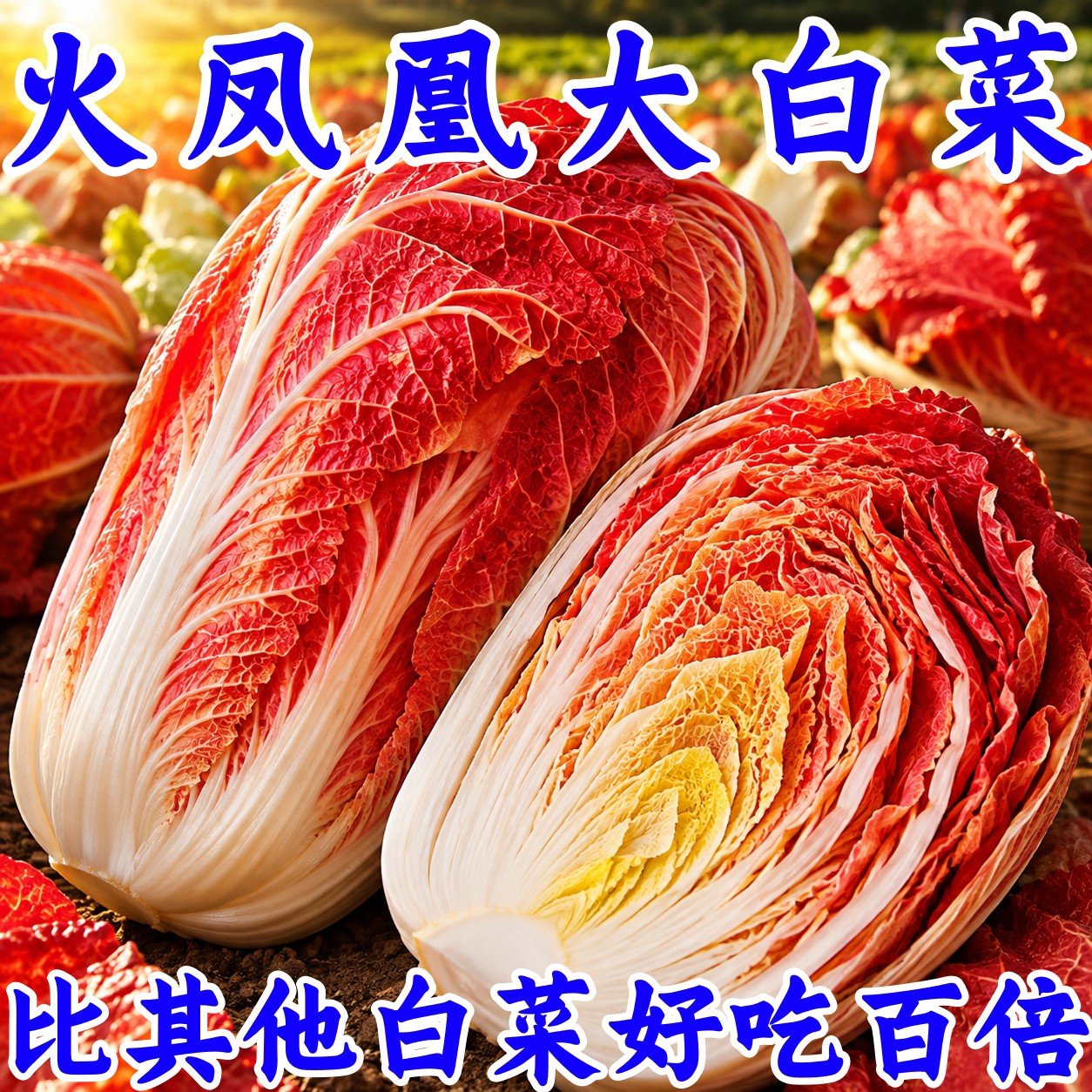 新品火凤凰红心耐热大白菜种子