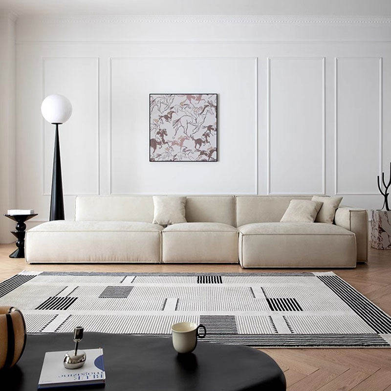 现代简约豆腐块布艺沙发客厅奶油风休闲直排转角沙发服装店美容院