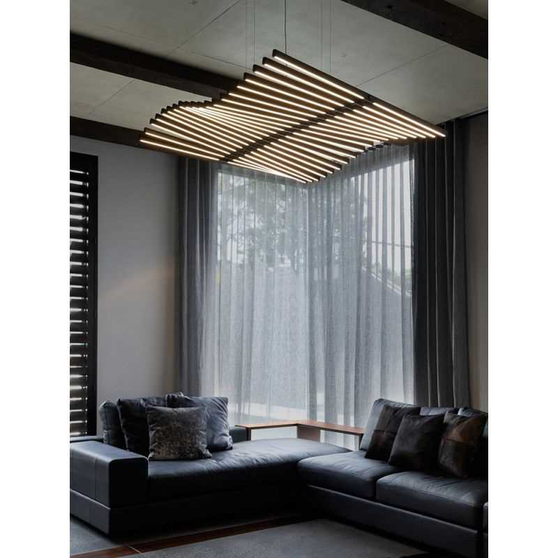 设计师鱼骨吊灯餐厅灯北欧极简线性办公室长条灯具别墅客厅大吊灯