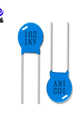陶瓷高压瓷片瓷介型电容器102M/1KV 1000P 1NF 1000V  P5MM 蓝色
