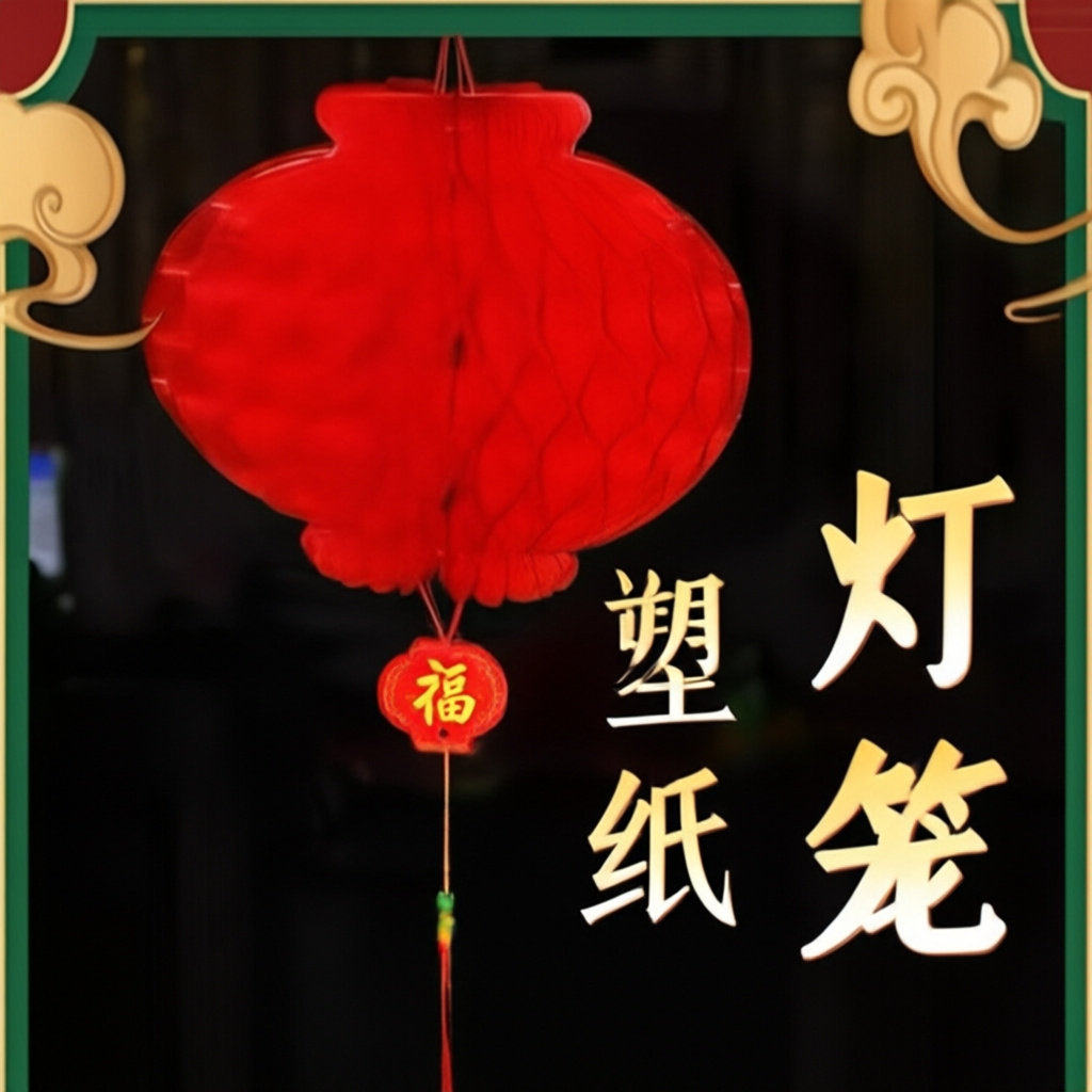 大红喜庆蜂窝塑纸灯笼结婚庆挂饰新年商场开业布置用品折叠小灯笼