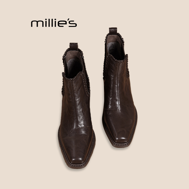 妙丽真皮复古马丁靴女巨好看