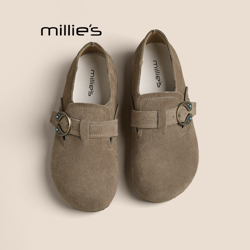 MILLIE'S/妙丽全包勃肯鞋女款2026秋季新款一脚蹬薄底休闲单鞋Q