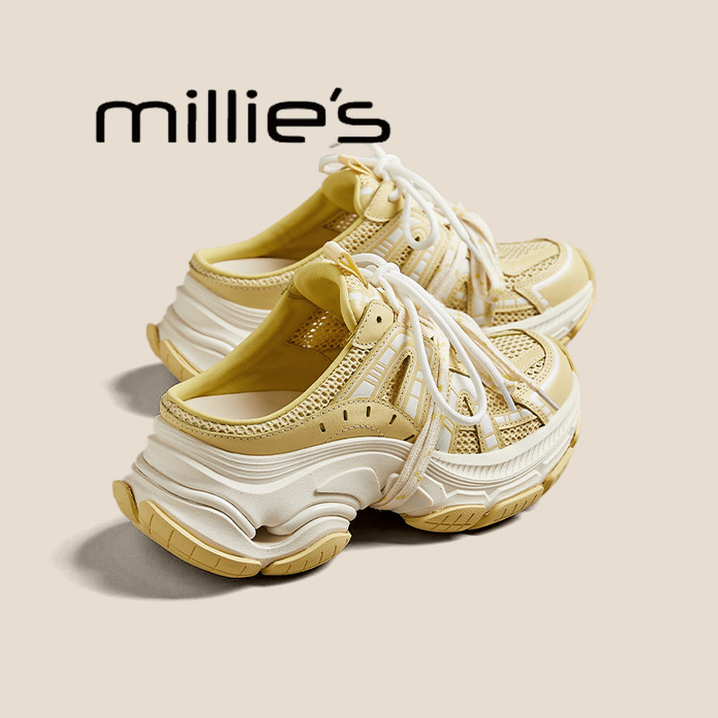 MILLIE'S/妙丽包头半拖鞋女款2026新款夏季小个子轻便休闲凉拖鞋P
