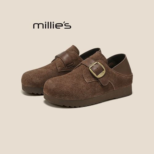 MILLIE'S/妙丽真皮复古勃肯鞋女