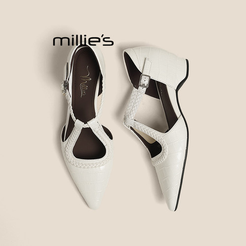 MILLIE'S/妙丽真皮包头凉鞋女