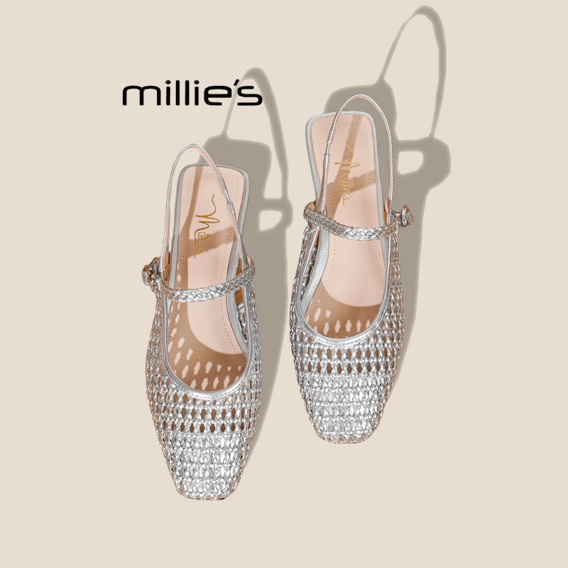 MILLIE'S/妙丽镂空编织凉拖鞋