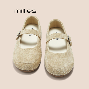 MILLIE'S/妙丽女鞋子全包勃肯鞋女新款玛丽珍鞋浅口单鞋半包鞋跟P