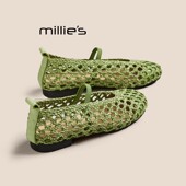 女时尚 妙丽2026新款 MILLIE 夏季 镂空编织玛丽珍鞋 外穿休闲单鞋