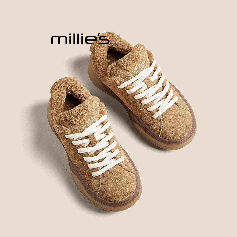 MILLIE'S/妙丽保暖休闲板鞋棉鞋冬季新款加绒加厚复古雪地靴女,女鞋,时尚雪地靴,淘宝优惠券,粉丝福利购,淘宝优惠卷