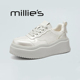 MILLIE 女松糕底轻便透气休闲小白鞋 妙丽真皮厚底增高松糕板鞋