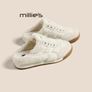 MILLIE'S/妙丽2025新款德训鞋女冬季加绒保暖一脚蹬休闲运动鞋Z