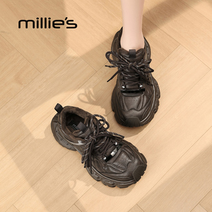 百搭休闲运动鞋 MILLIE 炸街时尚 女2025新款 S妙丽厚底老爹鞋