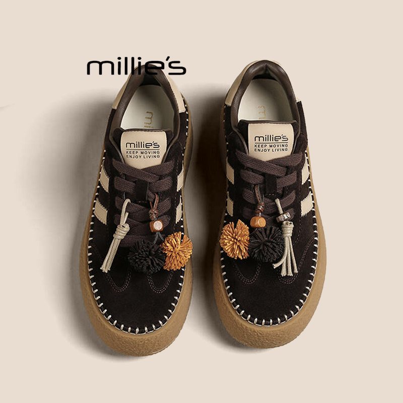 MILLIE'S/妙丽真皮休闲板鞋女