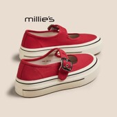 妙丽厚底一字带玛丽珍帆布鞋 运动休闲鞋 MILLIE 一脚蹬透气板鞋