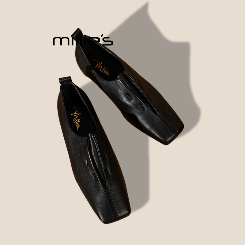 MILLIE'S/妙丽单鞋女真皮平底软皮小皮鞋懒人一脚蹬舒适乐福鞋秋,女鞋,乐福鞋（豆豆鞋）,淘宝优惠券,粉丝福利购,淘宝优惠卷