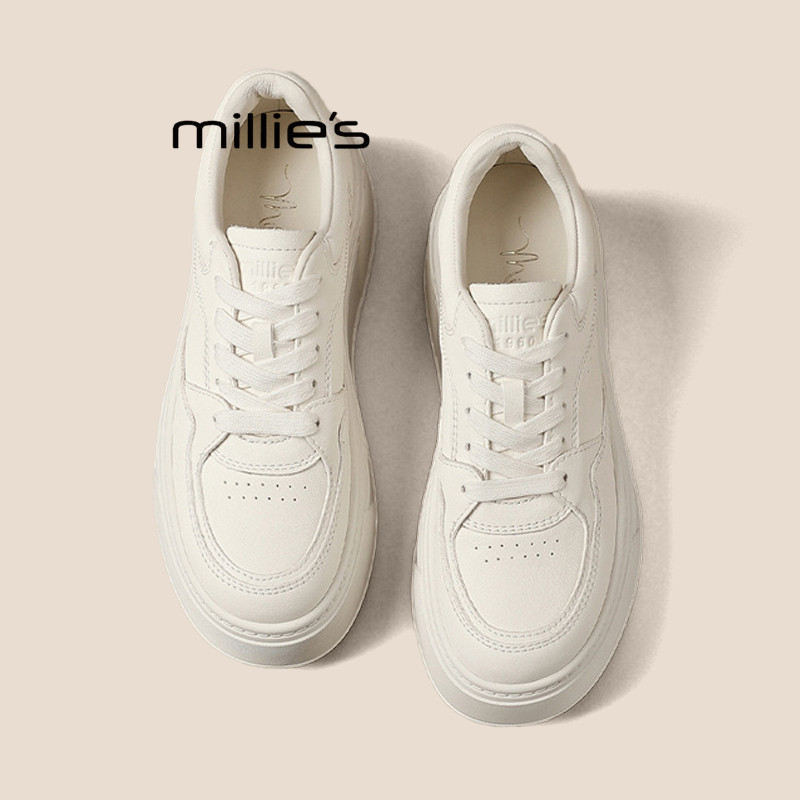 MILLIE'S/妙丽增高小白鞋女2025春款小个子爆款厚底运动松糕板鞋Q