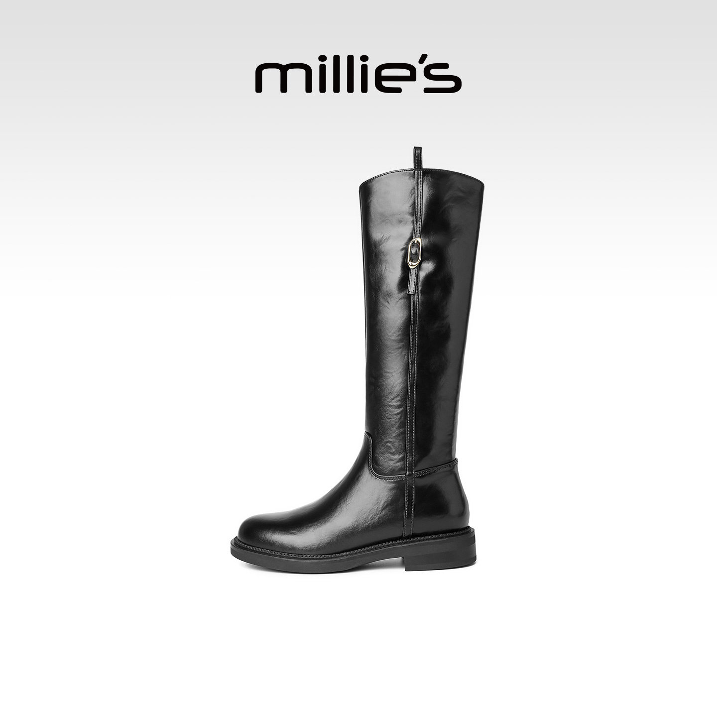 MILLIE'S/妙丽2026新款秋冬单靴法式复古方头短靴女粗跟及踝靴P