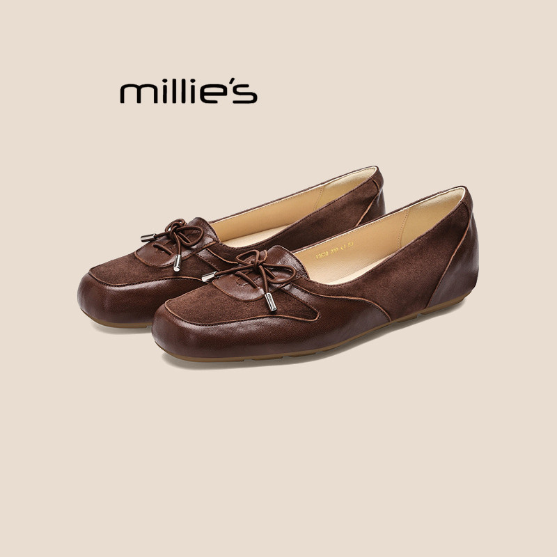 MILLIE'S/妙丽2026春季新款真皮浅口单鞋女平底轻便一脚蹬休闲鞋Z,女鞋,浅口单鞋,淘宝优惠券,粉丝福利购,淘宝优惠卷