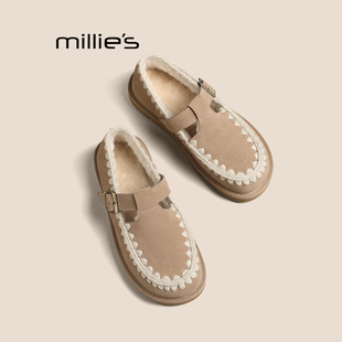 女款 秋季 复古舒适时尚 MILLIE 豆豆鞋 妙丽勃肯鞋 百搭厚底懒人鞋