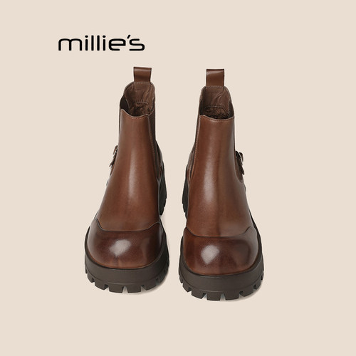MILLIE'S/妙丽真皮短筒靴巨好看