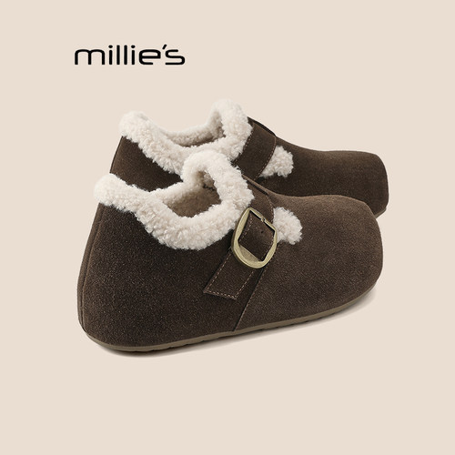 妙丽真皮新款毛毛鞋巨好看