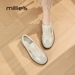 舒适百搭厚底运动鞋 MILLIE 女平底系带休闲鞋 妙丽复古德训鞋