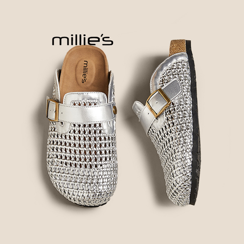 妙丽镂空一脚蹬包头半拖鞋