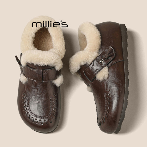 MILLIE'S/妙丽真皮复古勃肯鞋