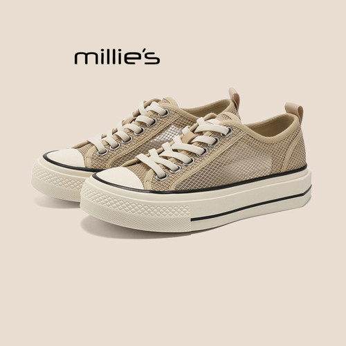 MILLIE'S/妙丽网面透气厚底板鞋