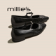 MILLIE 女P 一字带舒适平底芭蕾舞单鞋 妙丽褶皱真皮水钻玛丽珍鞋