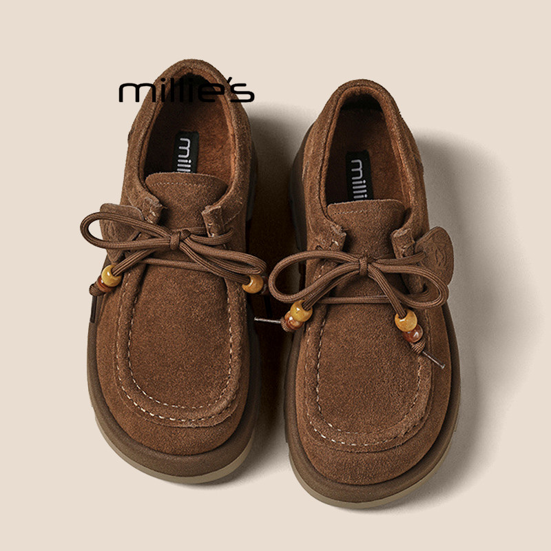 MILLIE'S/妙丽厚底轻便鞋女冬季新款复古加绒休闲鞋懒人豆豆鞋子Q,女鞋,渔夫鞋,淘宝优惠券,粉丝福利购,淘宝优惠卷