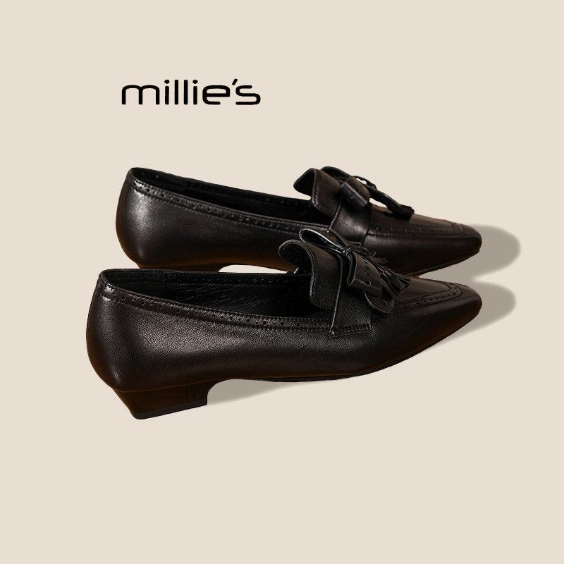 MILLIE'S/妙丽蝴蝶结芭蕾风单鞋