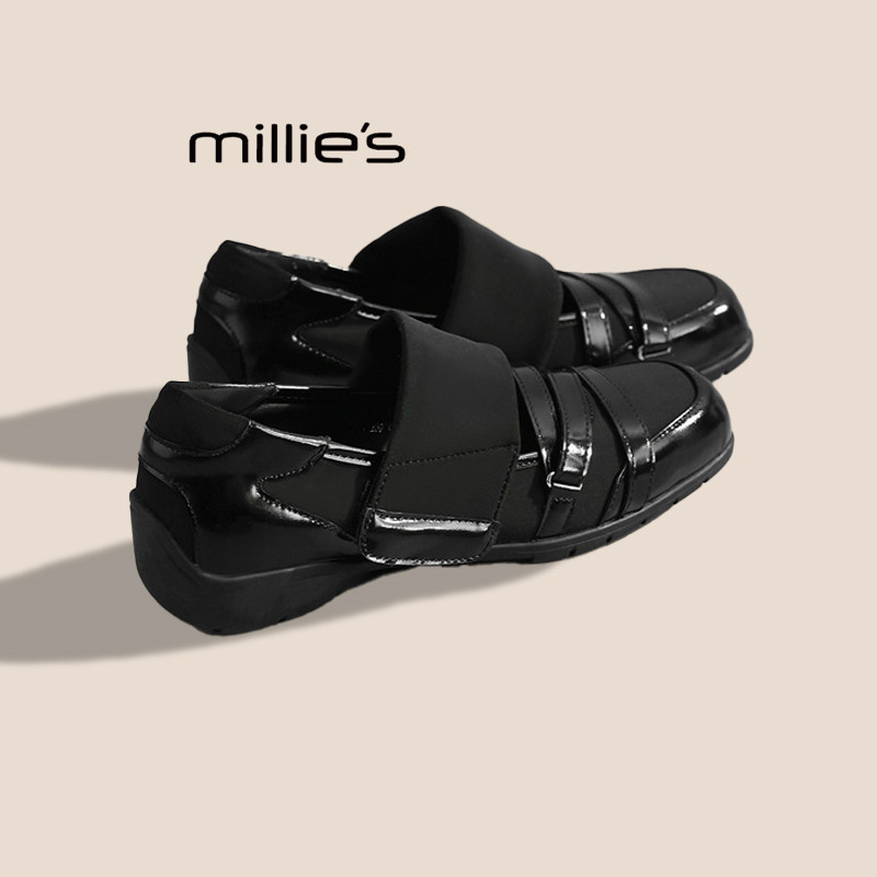 MILLIE'S/妙丽复古风黑色方头玛丽珍鞋女小众魔术贴中跟单鞋百搭Z,女鞋,婚鞋,淘宝优惠券,粉丝福利购,淘宝优惠卷