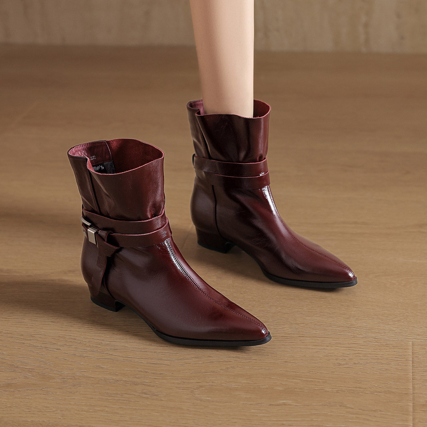 MILLIE'S/妙丽新款真皮女靴子英伦风复古百搭皮带扣中跟粗跟短靴,女鞋,时装靴,淘宝优惠券,粉丝福利购,淘宝优惠卷