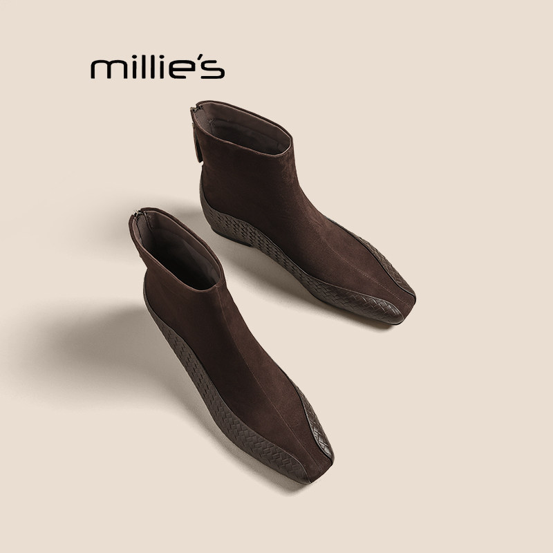 MILLIE'S/妙丽真皮短靴女巨好看