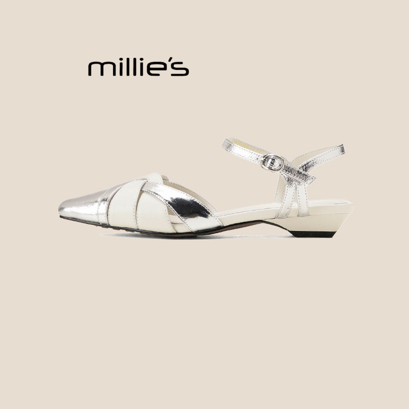 MILLIE'S/妙丽尖头凉鞋女2026新款夏外穿不累脚高级感包头高跟鞋P