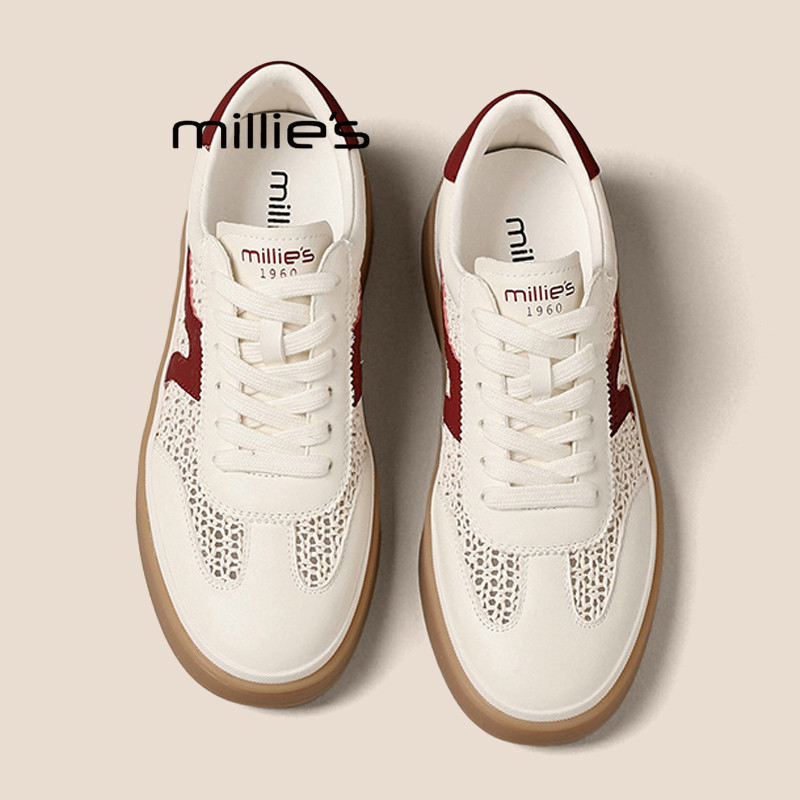 MILLIE'S/妙丽网面德训鞋2026夏季透气薄款女鞋软底运动休闲板鞋P
