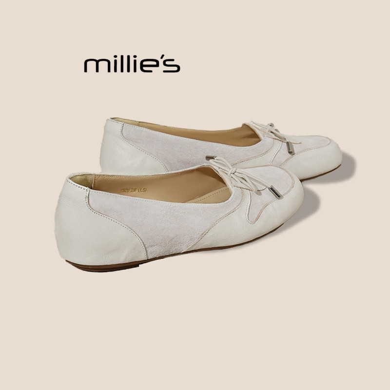 MILLIE'S妙丽法式芭蕾舞鞋女春季蝴蝶结平底软底奶奶鞋一脚蹬Z,女鞋,婚鞋,淘宝优惠券,粉丝福利购,淘宝优惠卷