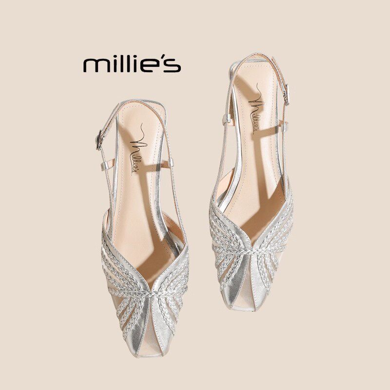 MILLIE'S/妙丽2026新款女时尚外穿休闲夏季镂空编织罗马凉鞋P