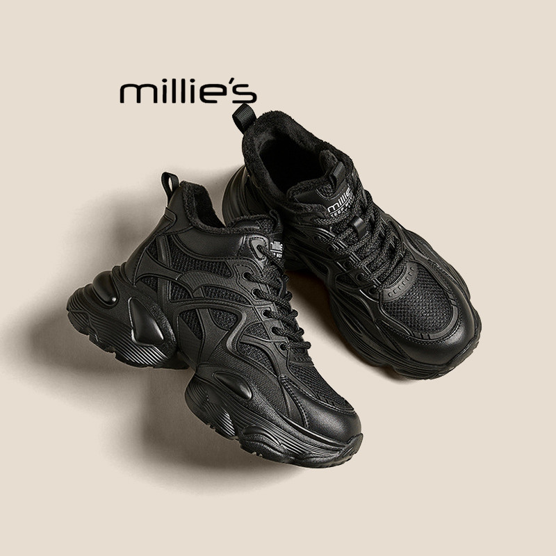 MILLIE'S/妙丽真皮厚底老爹鞋女